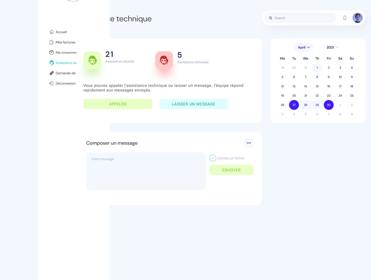 Customer dashboard — consumption and bills