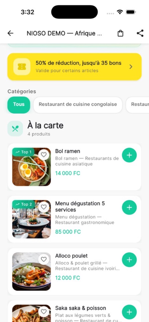NIOSO — Partner restaurant menu