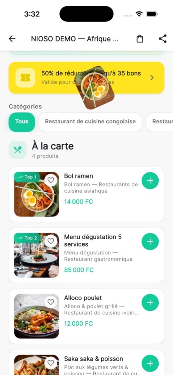NIOSO — Customer app