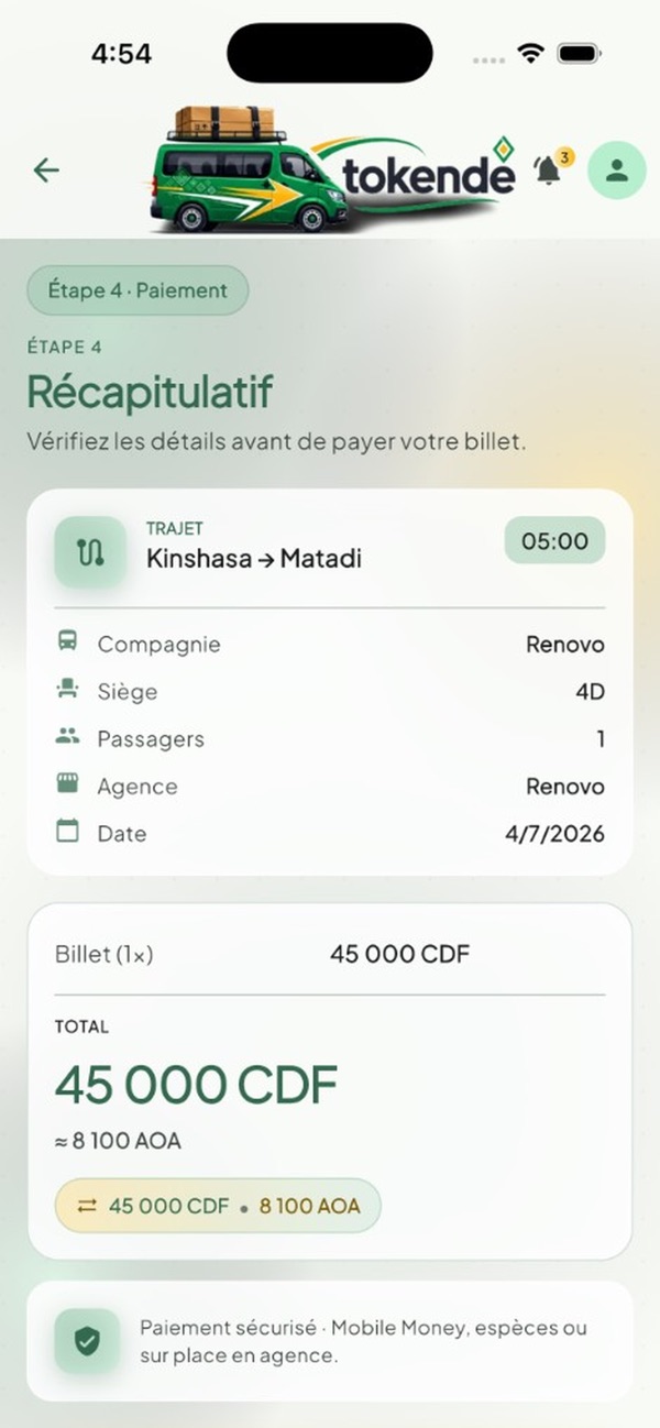 Tokende — Récapitulatif avant paiement